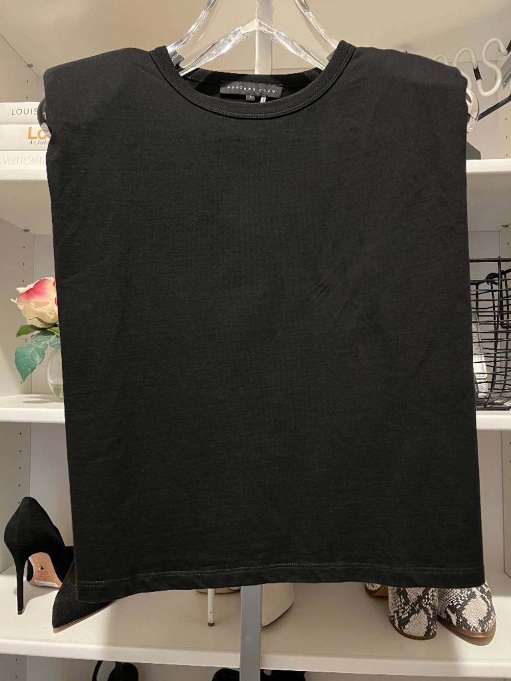 Endless Rose - Padded Shoulder T-Shirt - Black - Size S